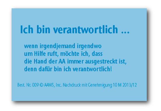 Faltkarte „Ich bin verantwortlich“