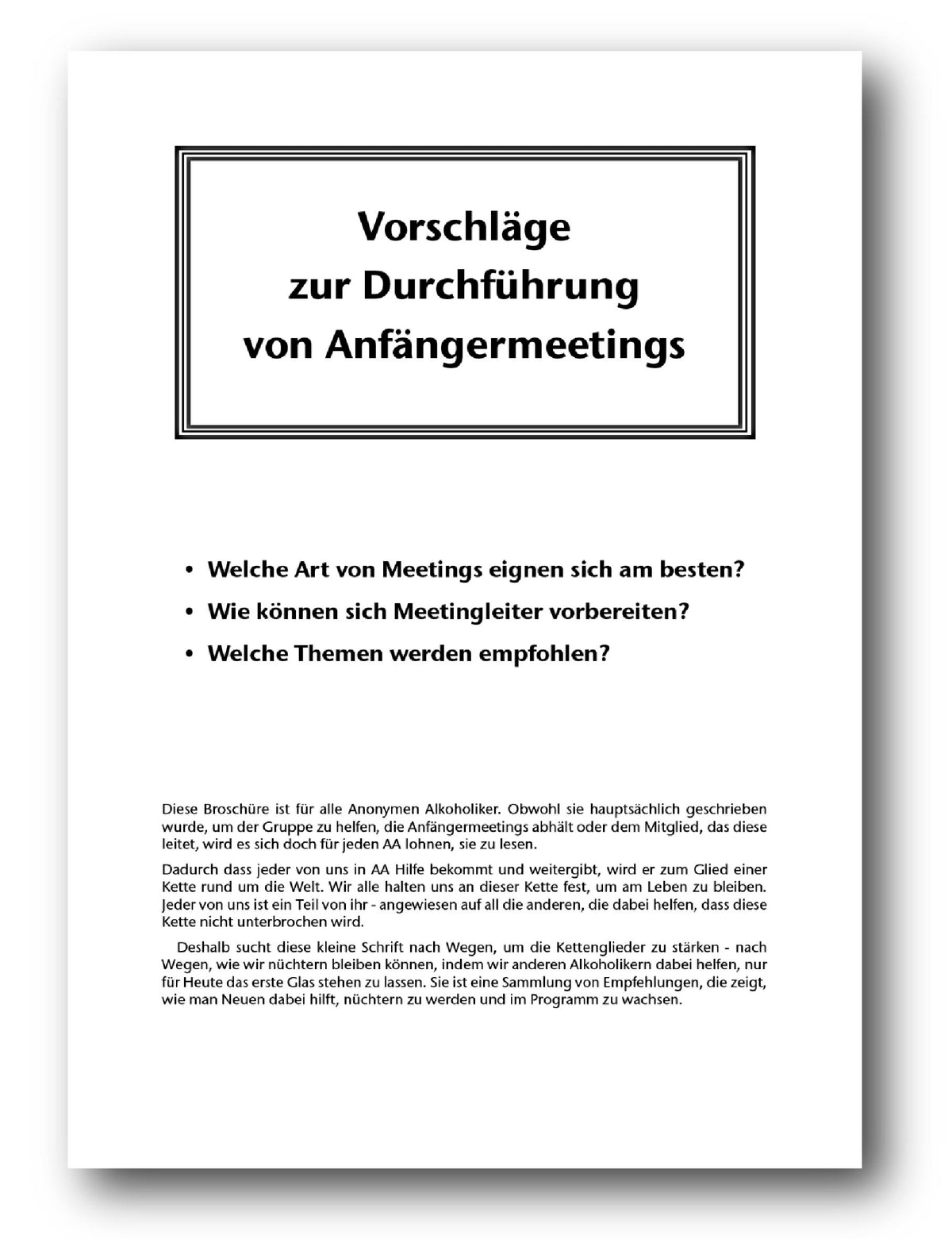 Vorschläge zur Durchführung von Anfängermeetings