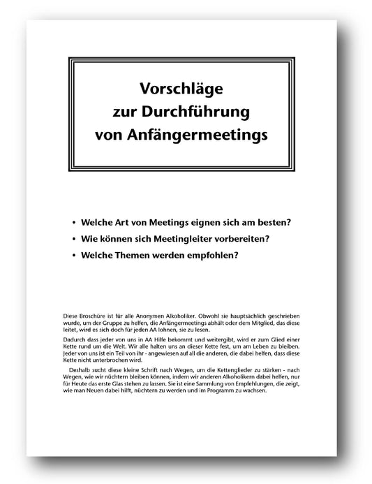 Vorschläge zur Durchführung von Anfängermeetings