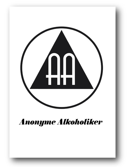 AA-Logo mit Schriftzug „Anonyme Alkoholiker"